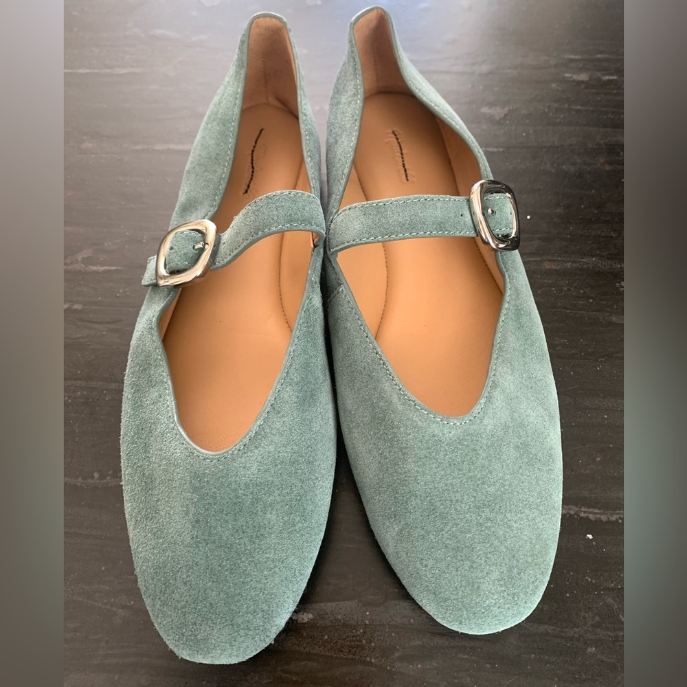 New Madewell Remy Ballet Flats, Architect Green suede, sz 10.5